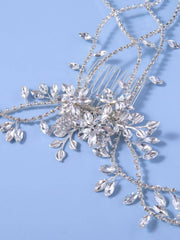 1pc Women Rhinestone & Flower Decor Fashionable Bridal Hair Comb For Wedding Party Elegant Boho Tiaras