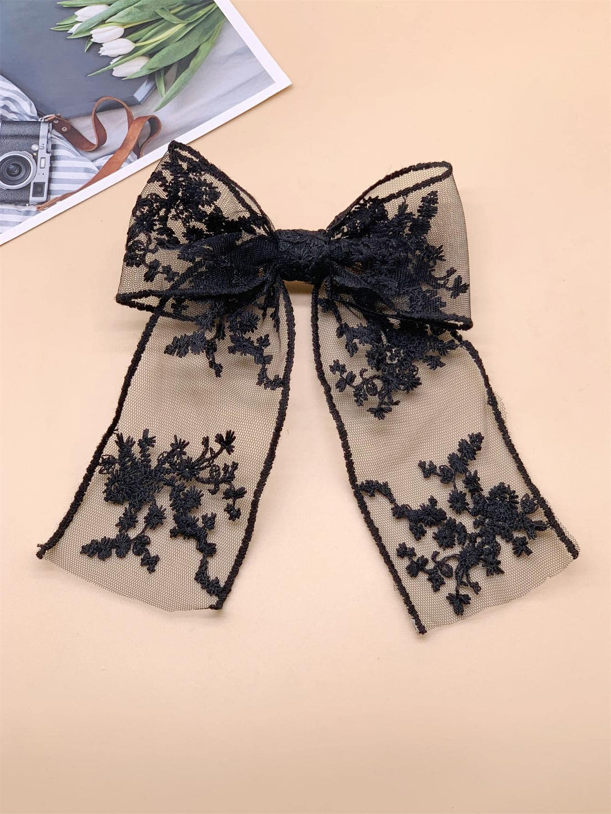 1pc Women's Lace Bow Decorative Hair Clip, Simple & Elegant Ladies' Hair Accessory, Suitable For Daily Wear And As A Gift For Graduation Season