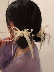 2pcs Women Bow Decor Fashionable Scrunchie For Hair Decoration Cute