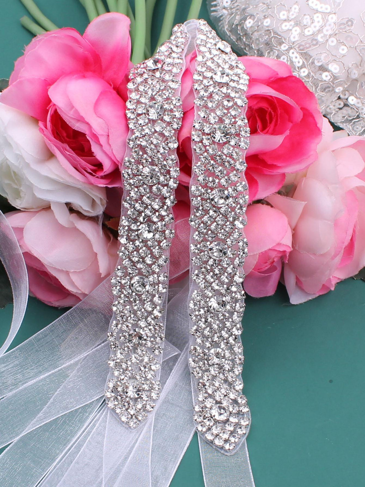 1pc New Luxury Rhinestone Bridal Sash, Exquisite Sparkly Waistband Wedding Dress Accessory