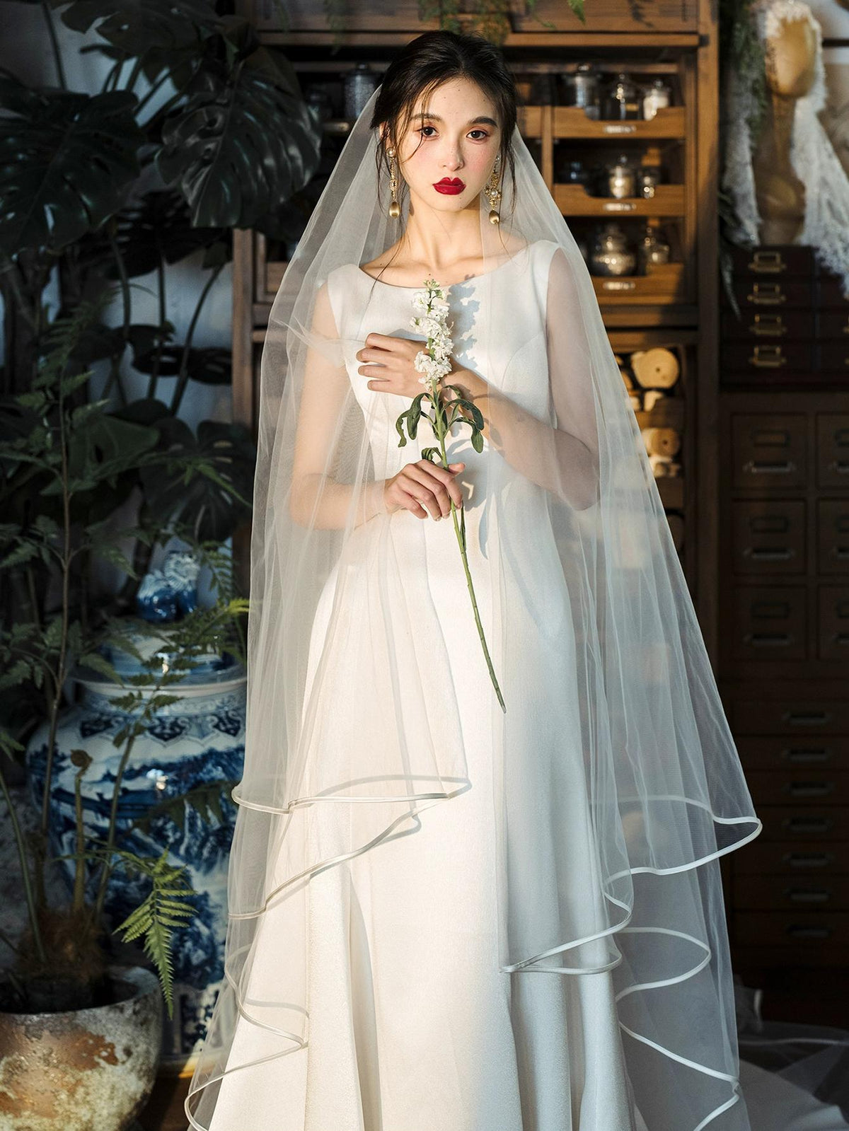 1pc Women White Romantic Bridal Veil For Wedding