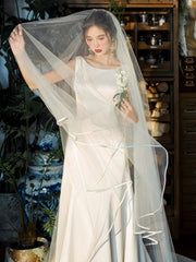 1pc Women White Romantic Bridal Veil For Wedding