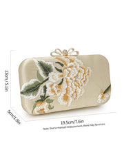 Women's Vintage Peony Embroidery Clutch Bag