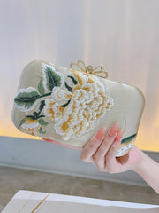 Women's Vintage Peony Embroidery Clutch Bag