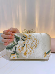 Women's Vintage Peony Embroidery Clutch Bag