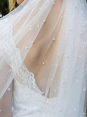 3m Long Single-Layer Nail Pearl Hair Comb With Large Tail Bridal Veil Hair Comb Wedding Bachelor Party Head Accessories