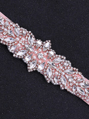 1pc Women Faux Pearl & Rhinestone Decor Glamorous Bridal Belt For Wedding Party