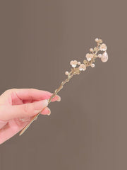 Flower & Faux Pearl Decor Hair Pin Elegant