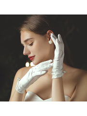 Faux Pearl Decor Bridal Gloves
