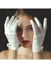 Faux Pearl Decor Bridal Gloves
