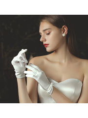 Faux Pearl Decor Bridal Gloves