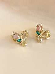 2pcs Women's Rhinestone Detail Flower Shaped Fashion Mini Hair Claw For Daily Use Cute