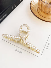 1pc Personalized Elegant Women's Metal Hair Claw Clip With Faux Pearl