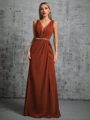 Contrast Sequin Split Thigh Bridesmaid Dress