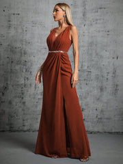 Contrast Sequin Split Thigh Bridesmaid Dress