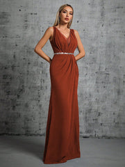 Contrast Sequin Split Thigh Bridesmaid Dress