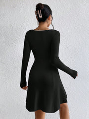 Pearls Beaded Trim Sweater Dress