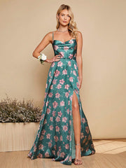 Floral Print Split Thigh Cami Dress