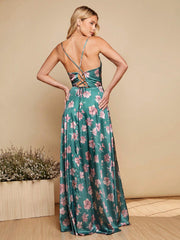 Floral Print Split Thigh Cami Dress