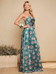Floral Print Split Thigh Cami Dress