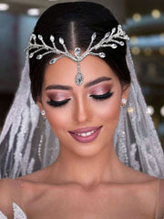 1pc Women's Silver Glass Rhinestone Bridal Headpiece Handmade Pendant Head Chain Hairband For Engagement, Wedding, Birthday, Party, Banquet Elegant Royal Tiaras