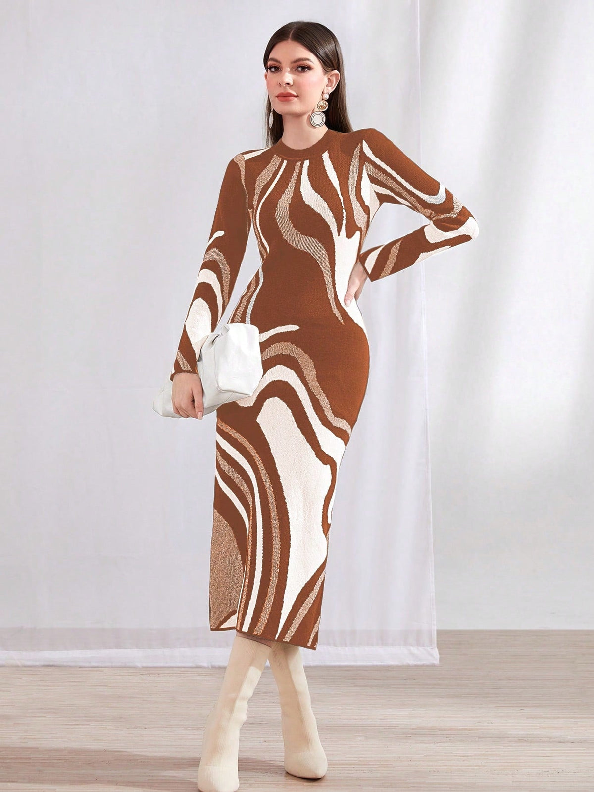 Allover Pattern Sweater Dress