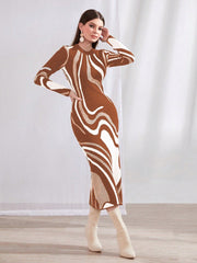 Allover Pattern Sweater Dress