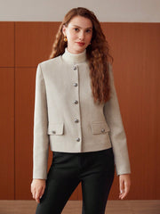 WOOL-BLEND HERRINGBONE JACKET