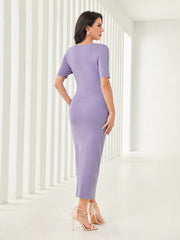 Solid Wrap Sweater Dress