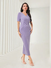 Solid Wrap Sweater Dress
