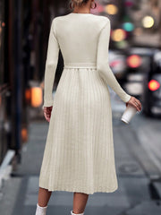 Solid Belted Sweater Dress