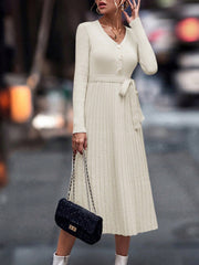 Solid Belted Sweater Dress