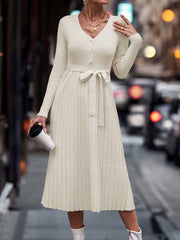 Solid Belted Sweater Dress