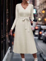 Solid Belted Sweater Dress