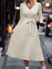 Solid Belted Sweater Dress