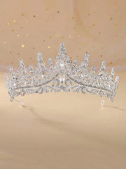 1pc Rhinestone Decor Alloy & Crystal Glass Bridal Crown For Wedding Royal Tiaras
