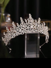 1pc Rhinestone Decor Alloy & Crystal Glass Bridal Crown For Wedding Royal Tiaras