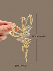 1pc Golden Alloy Fairy Dress-Up Hair Claw Clip For Women, Suitable For Daily Use Party Butterfly