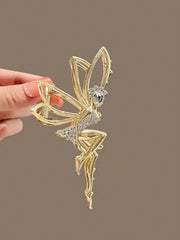 1pc Golden Alloy Fairy Dress-Up Hair Claw Clip For Women, Suitable For Daily Use Party Butterfly