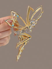 1pc Golden Alloy Fairy Dress-Up Hair Claw Clip For Women, Suitable For Daily Use Party Butterfly