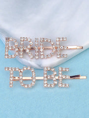 2pcs Women's Bride-To-Be Rhinestone Letter Hair Clips Party