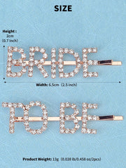 2pcs Women's Bride-To-Be Rhinestone Letter Hair Clips Party