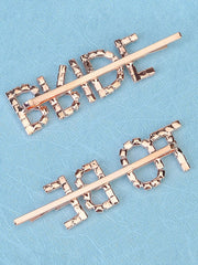 2pcs Women's Bride-To-Be Rhinestone Letter Hair Clips Party