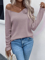 Stereo Flower Raglan Sleeve Sweater