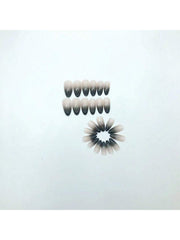 24pcs Black Gradient Almond Shape Medium Long Press On Nails