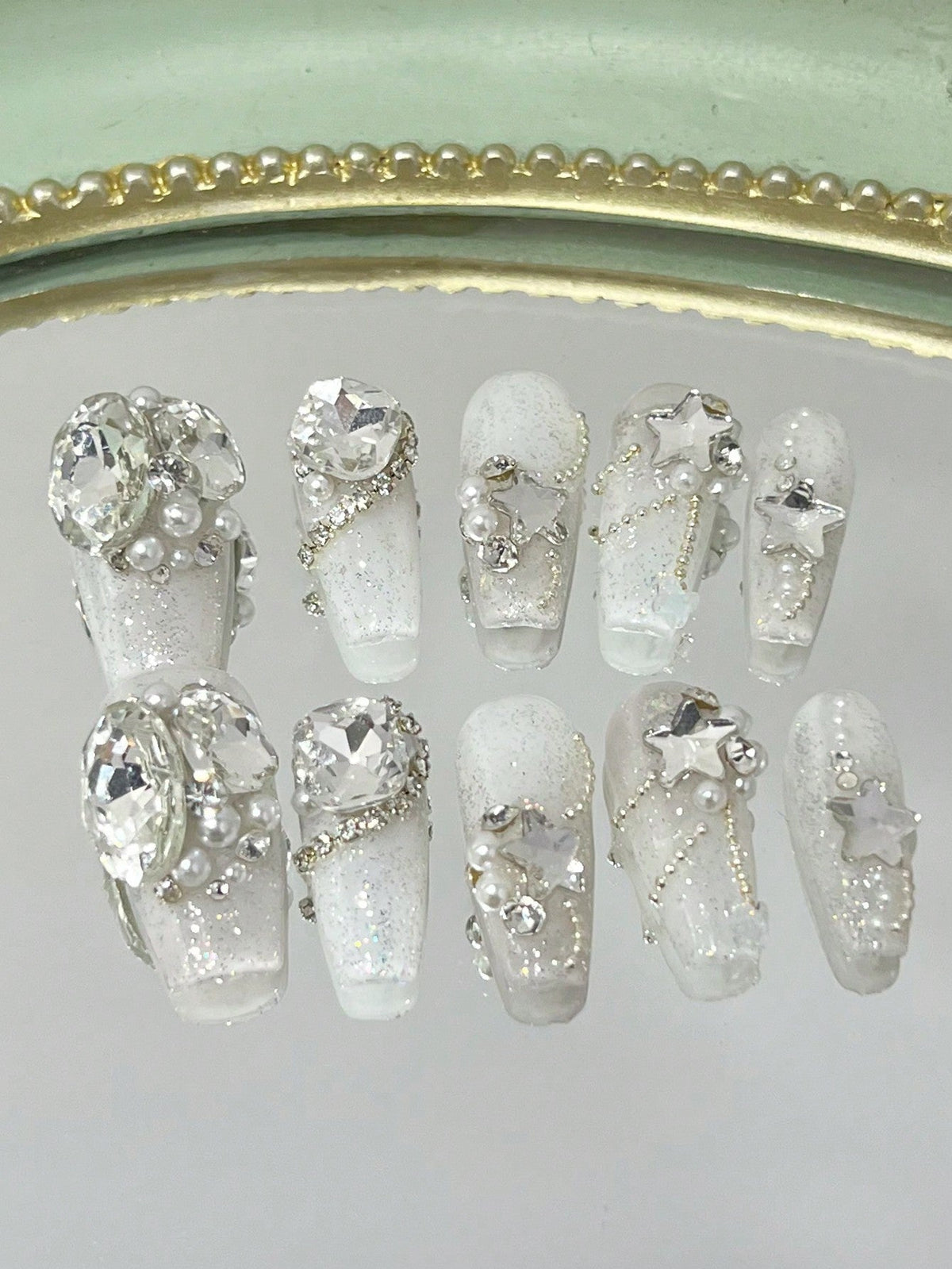 10pcs/Set Long Coffin Shape False Nails Handcrafted