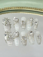 10pcs/Set Long Coffin Shape False Nails Handcrafted