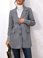 Lapel Neck Flap Detail Button Front Overcoat