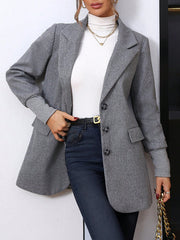 Lapel Neck Flap Detail Button Front Overcoat