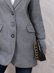 Lapel Neck Flap Detail Button Front Overcoat